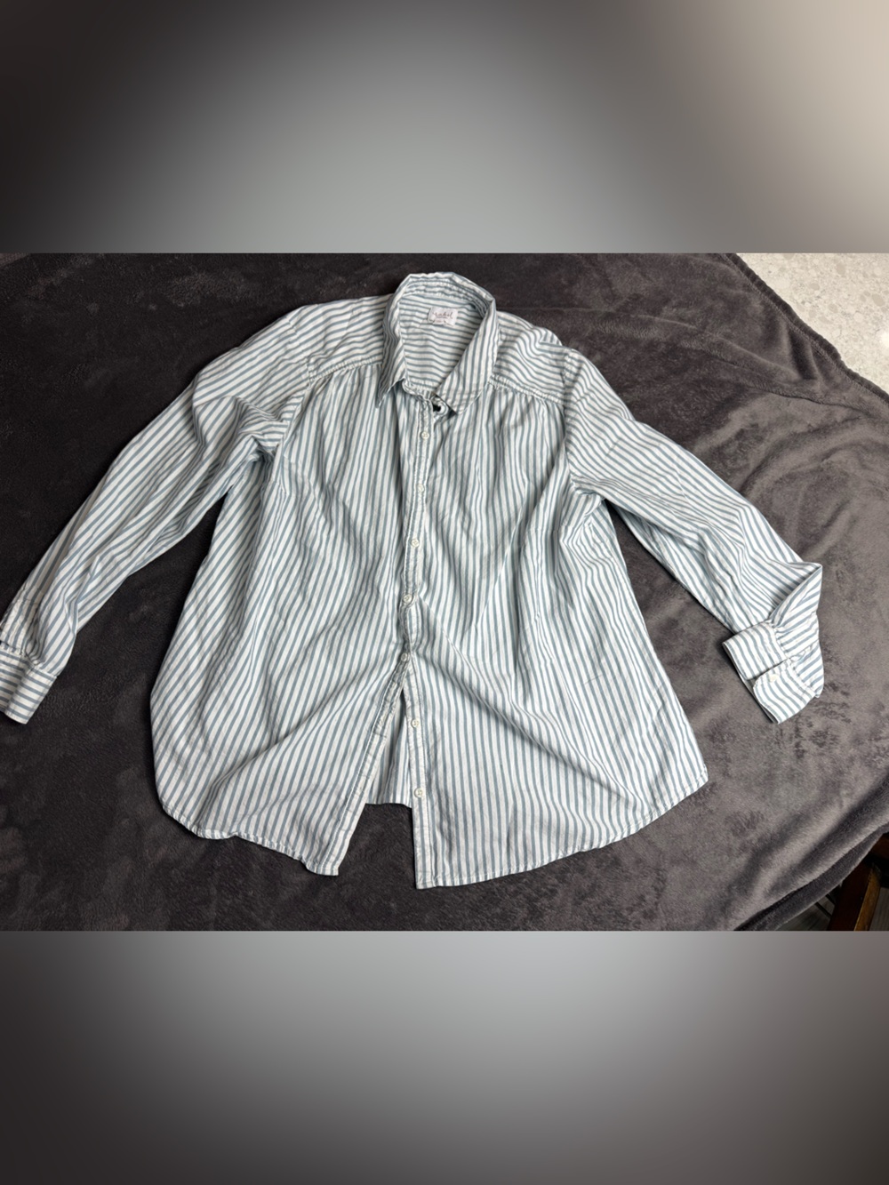 Isabel Maternity by Ingrid & Isabel Blue and White Striped Button-Up Shirt